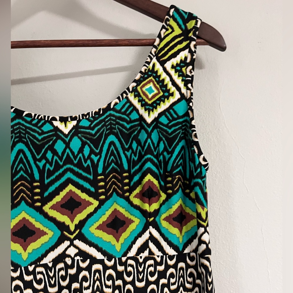 Evan-Picone Women’s Dress Long Sleeveless Maxi Black Green Size 12 - Picture 3 of 7